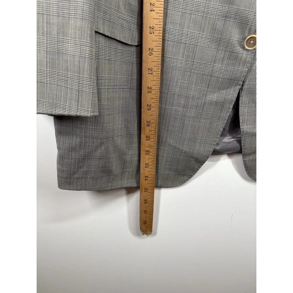 Ermenegildo Zegna Wilkes Bashford Wool Plaid Gray Bla/wh Sport Coat Blazer 56